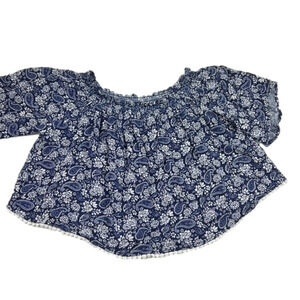 Bluenotes Loose Flowy Peasant Short Sleeve Top